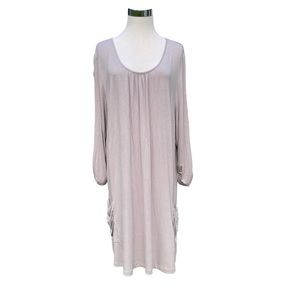 LOGO by Lori Goldstein XL Tunic Knit Top Long Sleeve Beige Taupe Scoop Neck